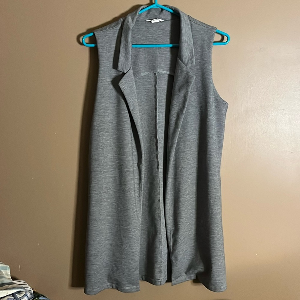 😄Long Duster Vest Jacket Light Grey